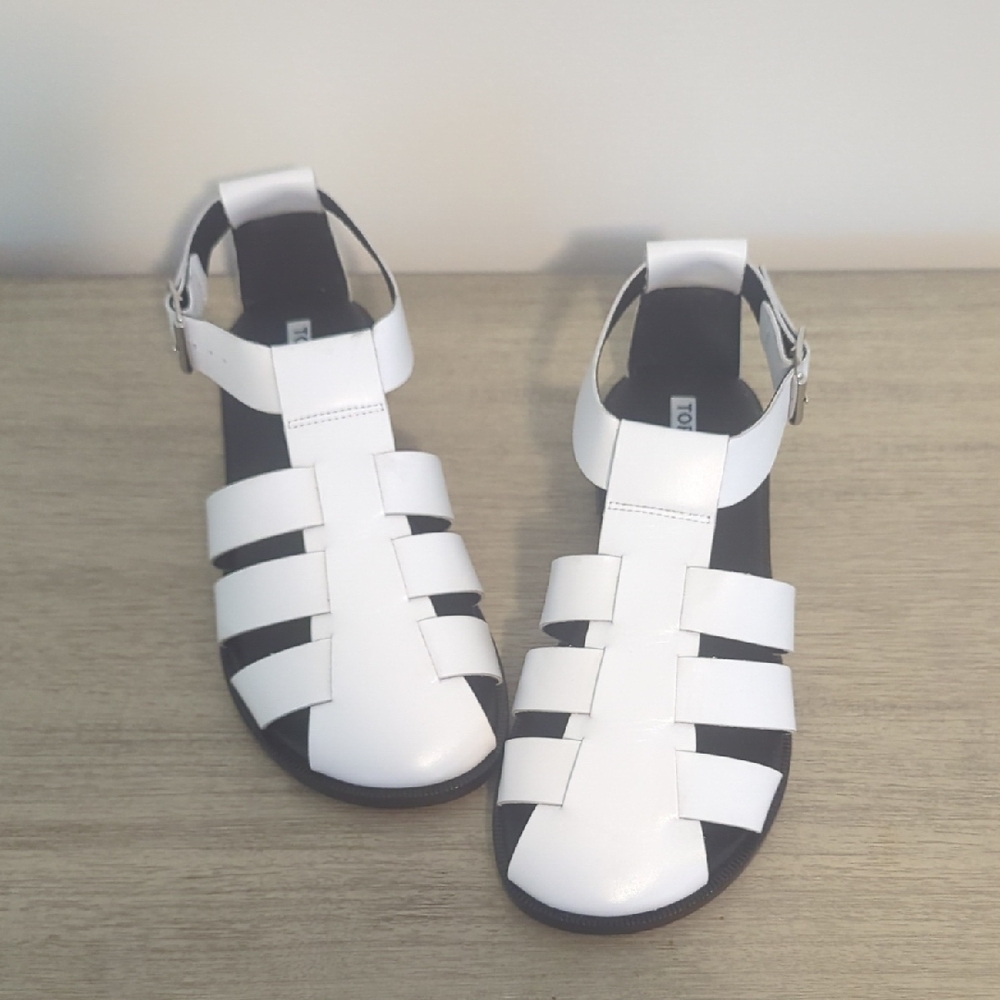 Topshop Babs Premium Fisherman Sandals In white - Picture 2 of 16
